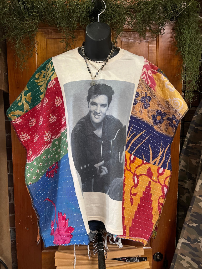 Elvis multi - pattern kantha poncho - Main Street Threads