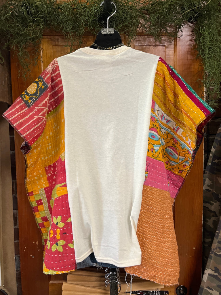 Elvis multi - pattern kantha poncho - Main Street Threads