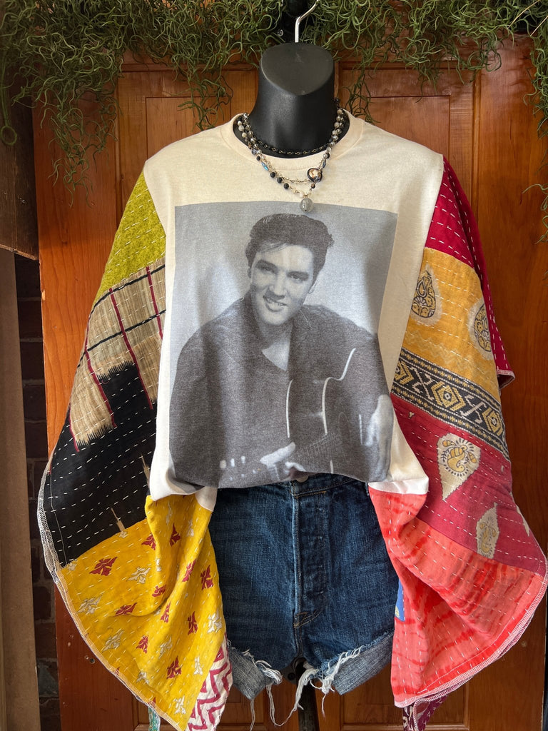 Elvis multi - pattern kantha poncho - Main Street Threads