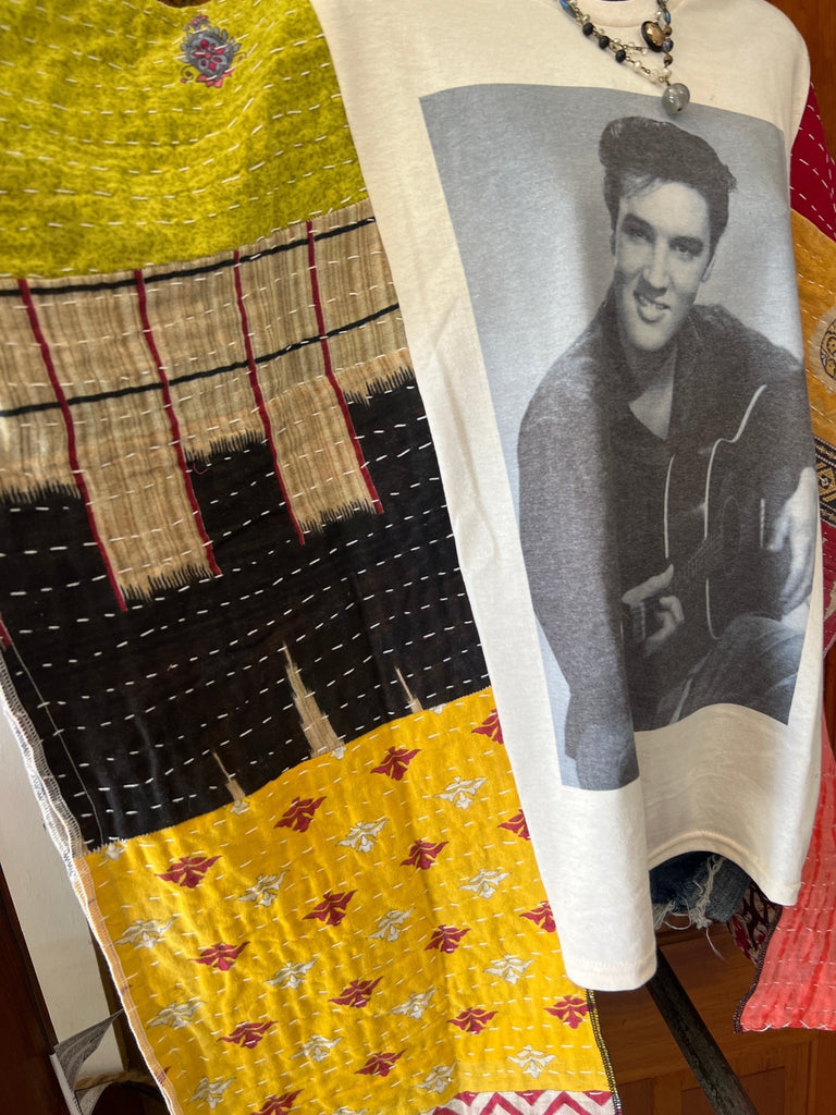 Elvis multi - pattern kantha poncho - Main Street Threads