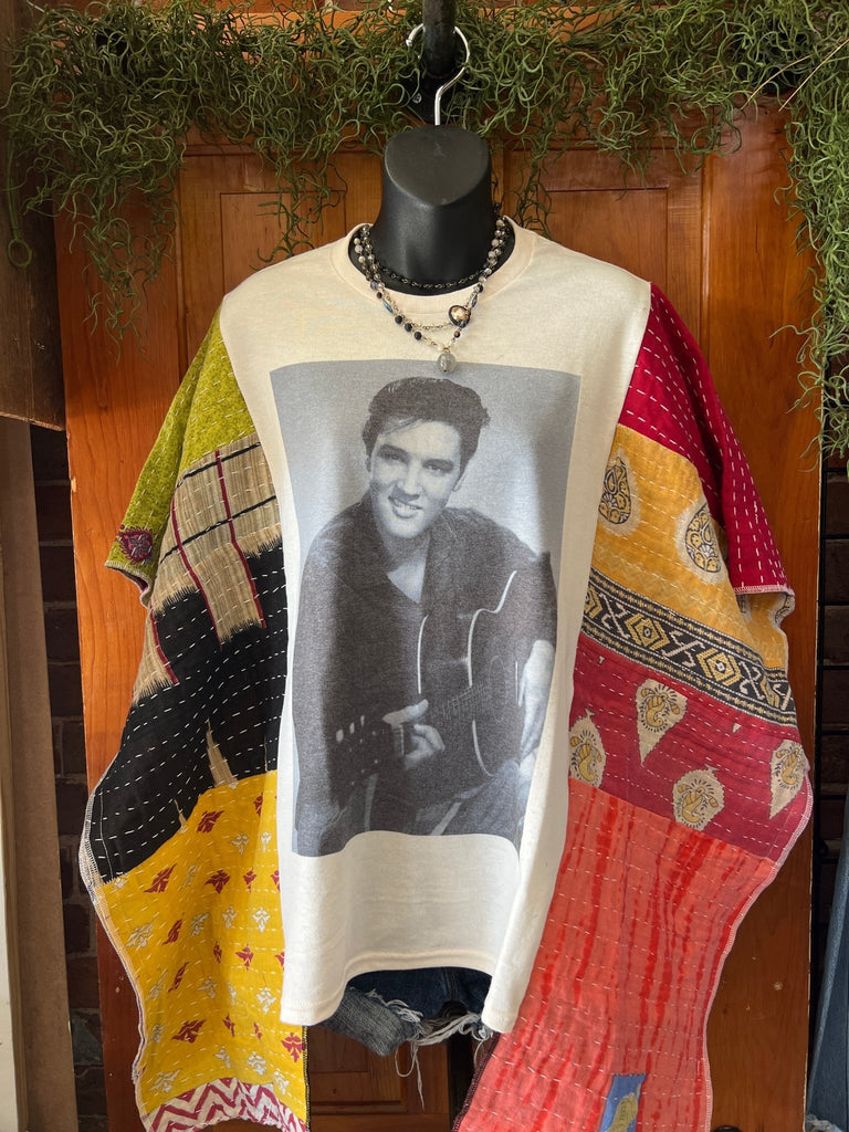 Elvis multi - pattern kantha poncho - Main Street Threads