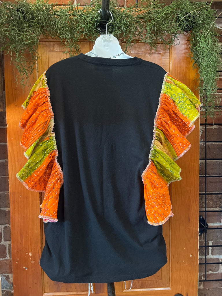 Elvis Presley Good Rockin’ ruffle sleeves kantha tee - Main Street Threads