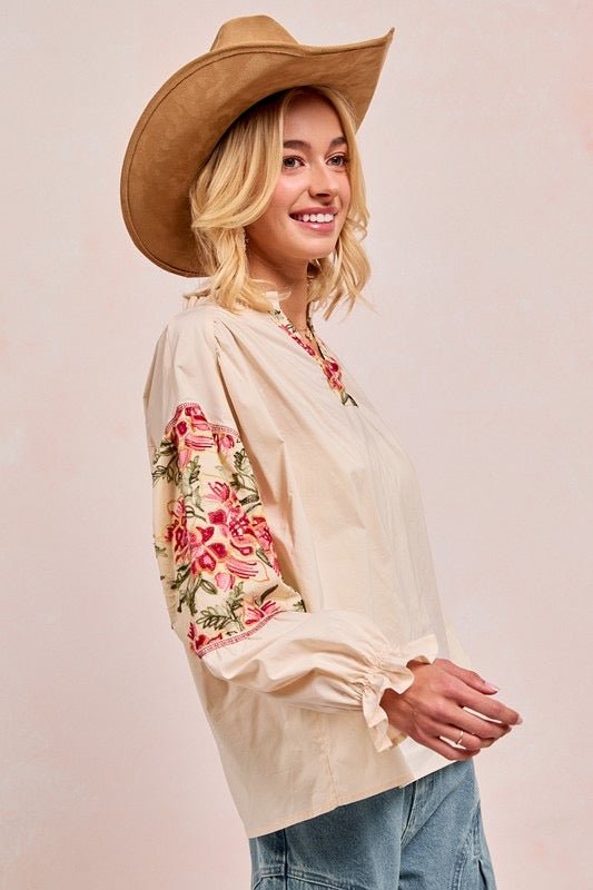 Embroidered sleeve top by Bibi - Main Street Threads