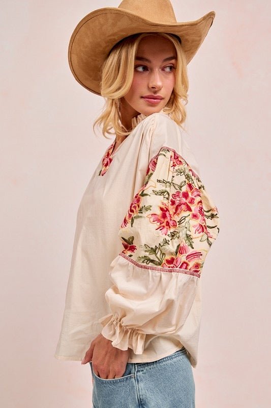 Embroidered sleeve top by Bibi - Main Street Threads