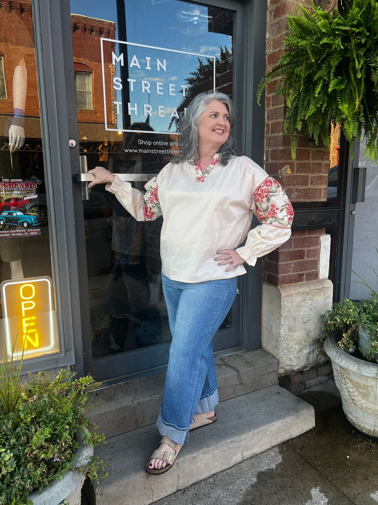 Embroidered sleeve top by Bibi - Main Street Threads