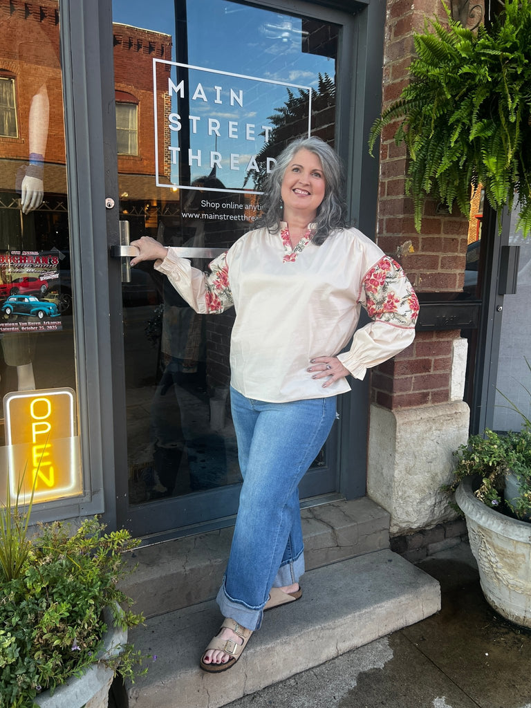 Embroidered sleeve top by Bibi - Main Street Threads