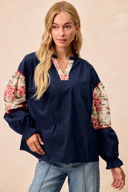 Embroidered sleeve top by Bibi - Main Street Threads