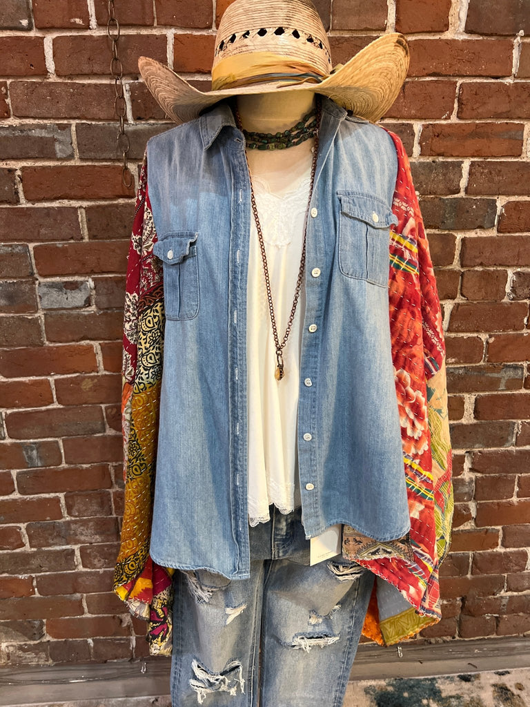 Floral Denim & kantha kimono - Main Street Threads