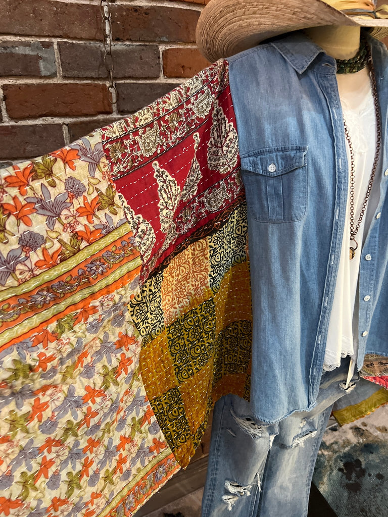 Floral Denim & kantha kimono - Main Street Threads
