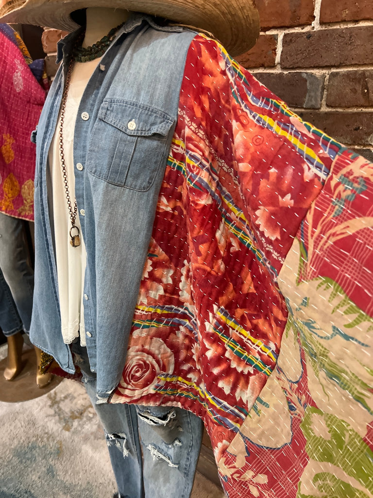 Floral Denim & kantha kimono - Main Street Threads