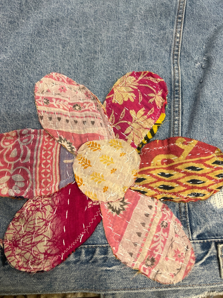 Flower Garden Upcycled Denim Jacket - Main Street Threads