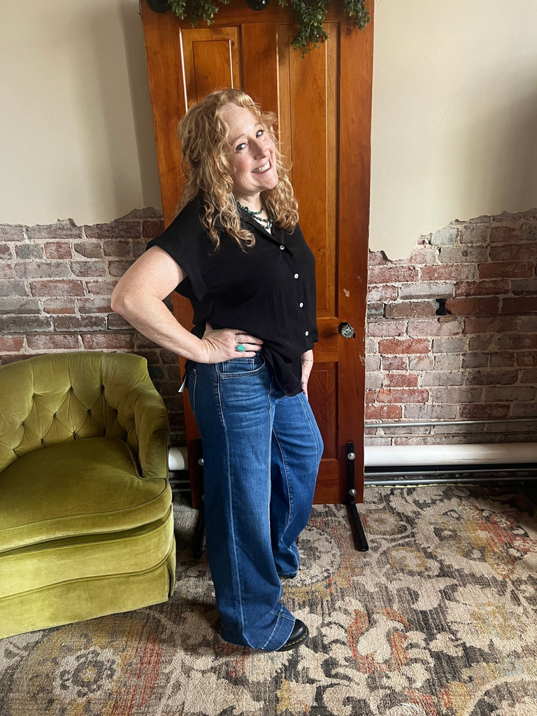 FLYING MONKEY WIDE LEG JEANS "DON'T SPEAK" - Main Street Threads