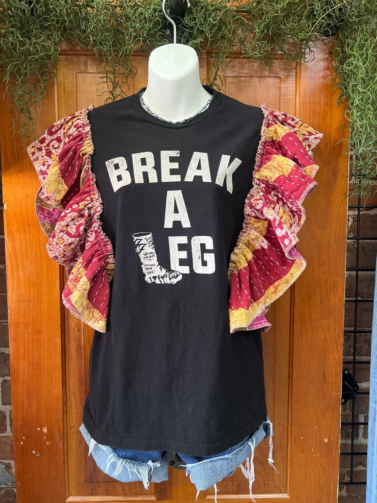 Foo Fighters ruffle sleeves kantha tee - Main Street Threads