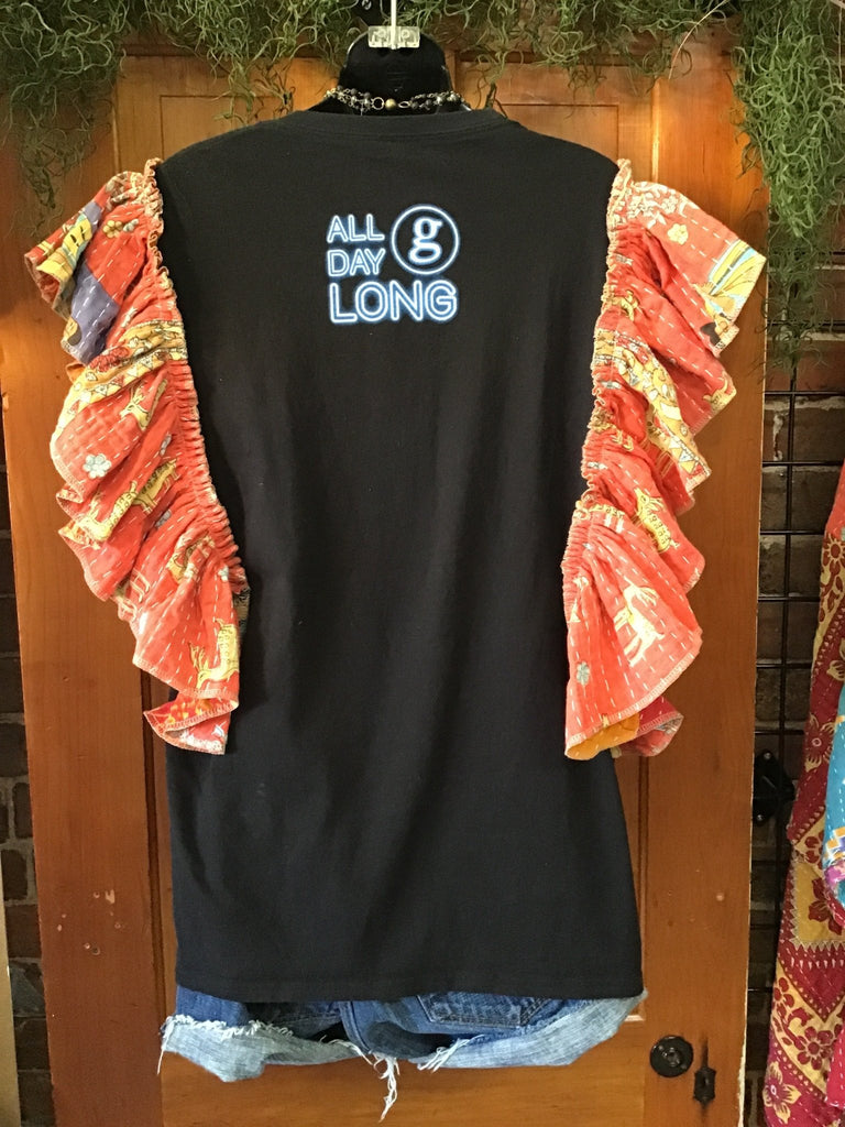 GARTH ruffle sleeves kantha tee - Main Street Threads
