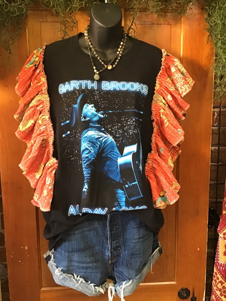 GARTH ruffle sleeves kantha tee - Main Street Threads
