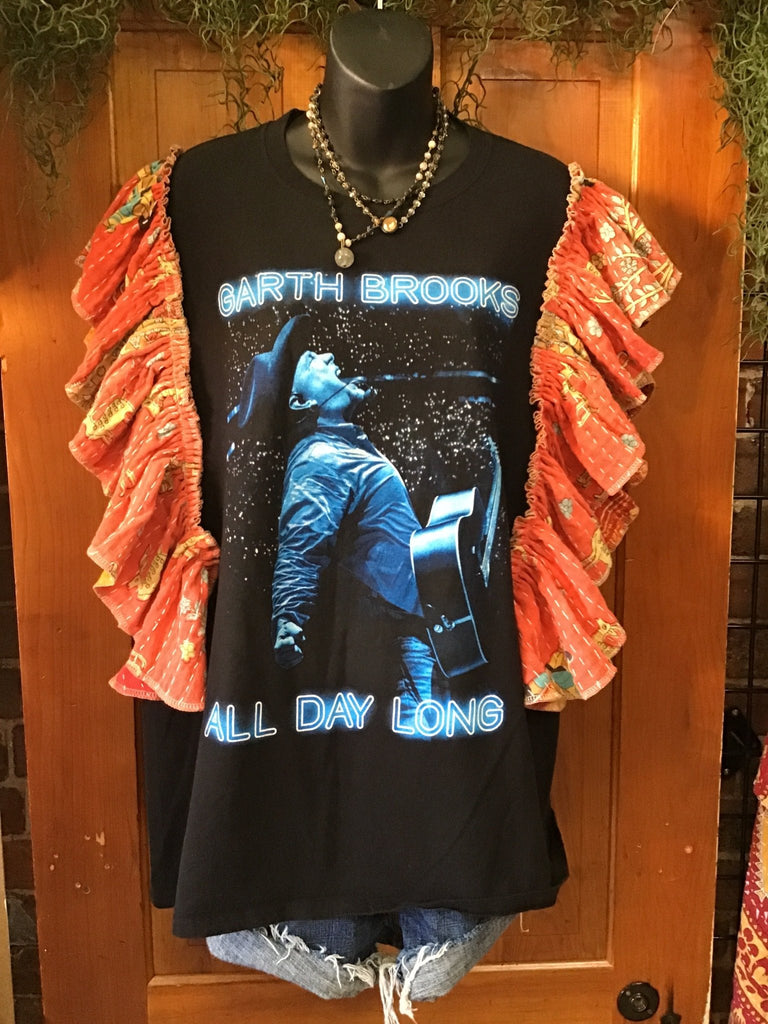 GARTH ruffle sleeves kantha tee - Main Street Threads