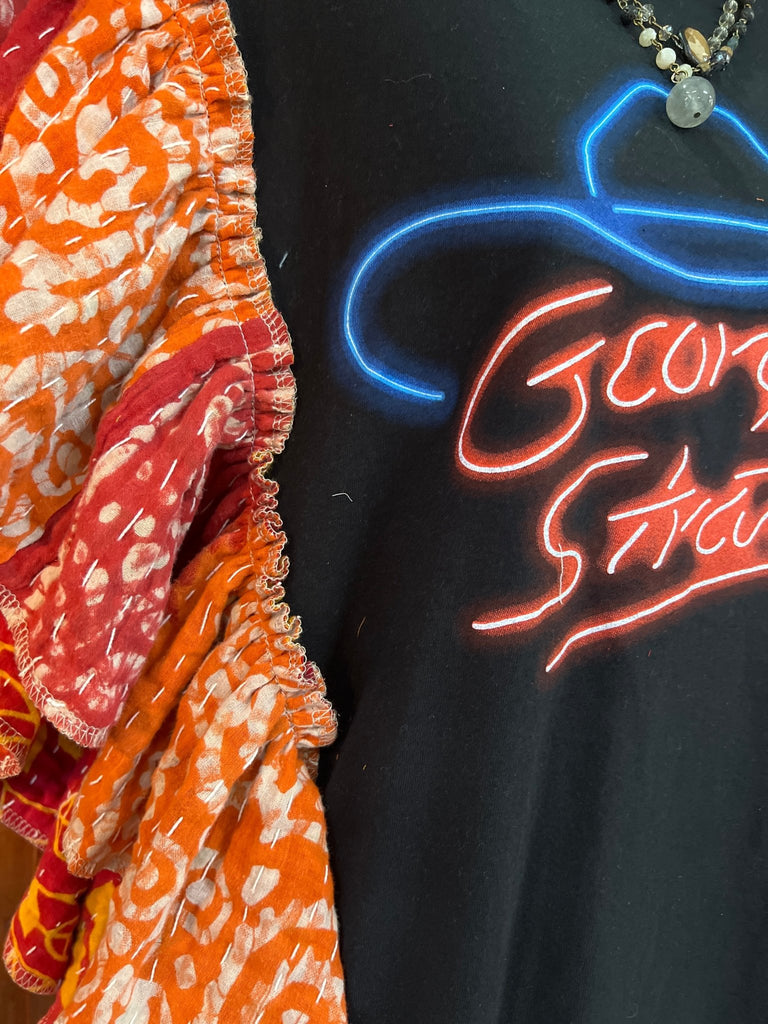 George Strait stadium tour ruffle sleeves kantha tee - Main Street Threads