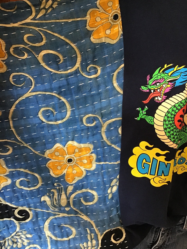 Gin Blossoms kantha poncho - Main Street Threads