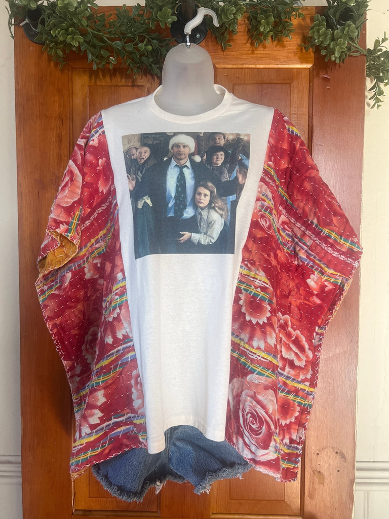 Good Ole Fashioned Christmas kantha poncho - Main Street Threads