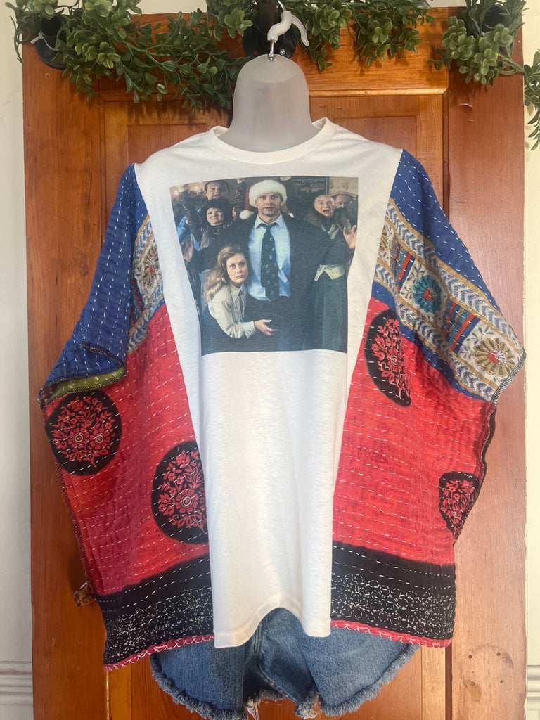 Good Ole Fashioned Christmas kantha poncho - Main Street Threads