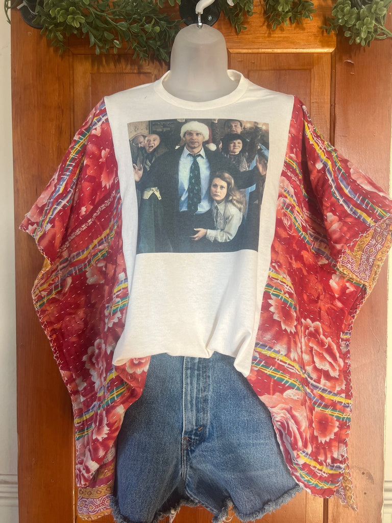 Good Ole Fashioned Christmas kantha poncho - Main Street Threads