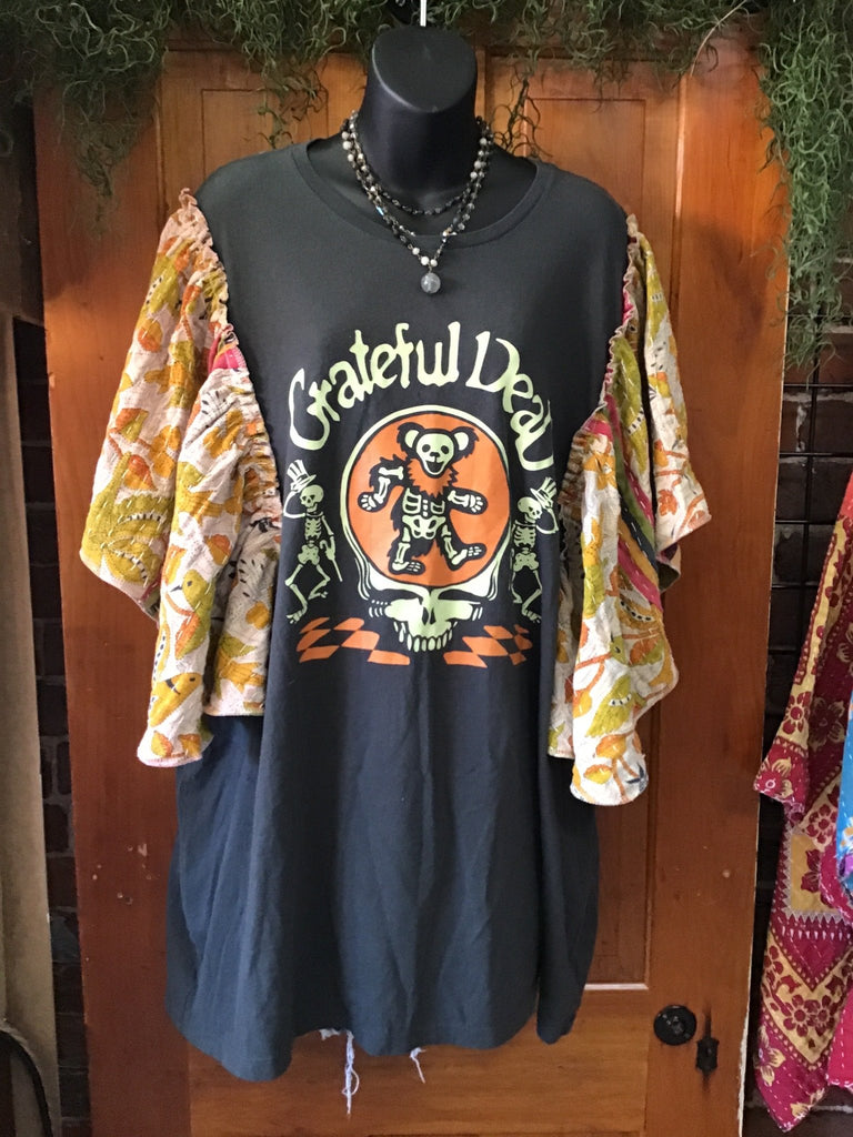 Grateful Dead butterfly sleeves kantha tee - Main Street Threads