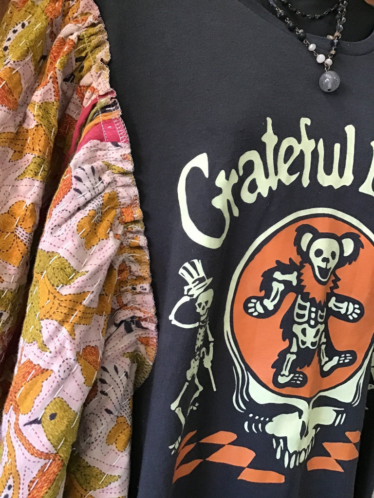Grateful Dead butterfly sleeves kantha tee - Main Street Threads