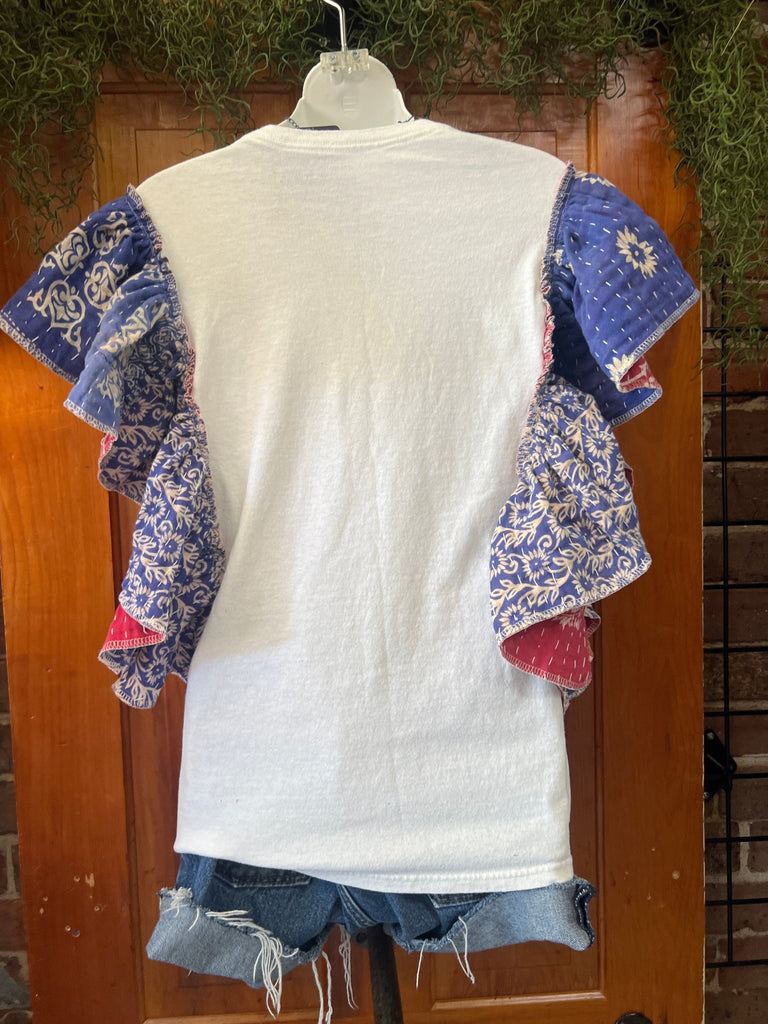 Grateful Dead ruffle sleeves kantha tee - Main Street Threads