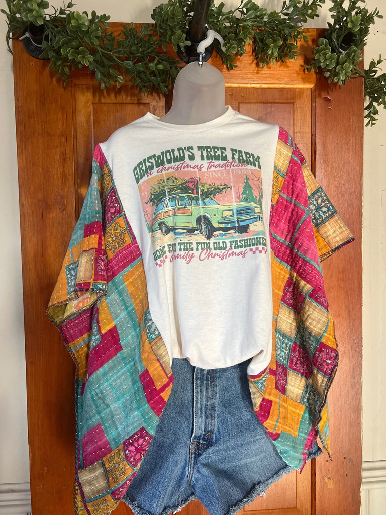 Griswold Tree Farm kantha poncho - Main Street Threads