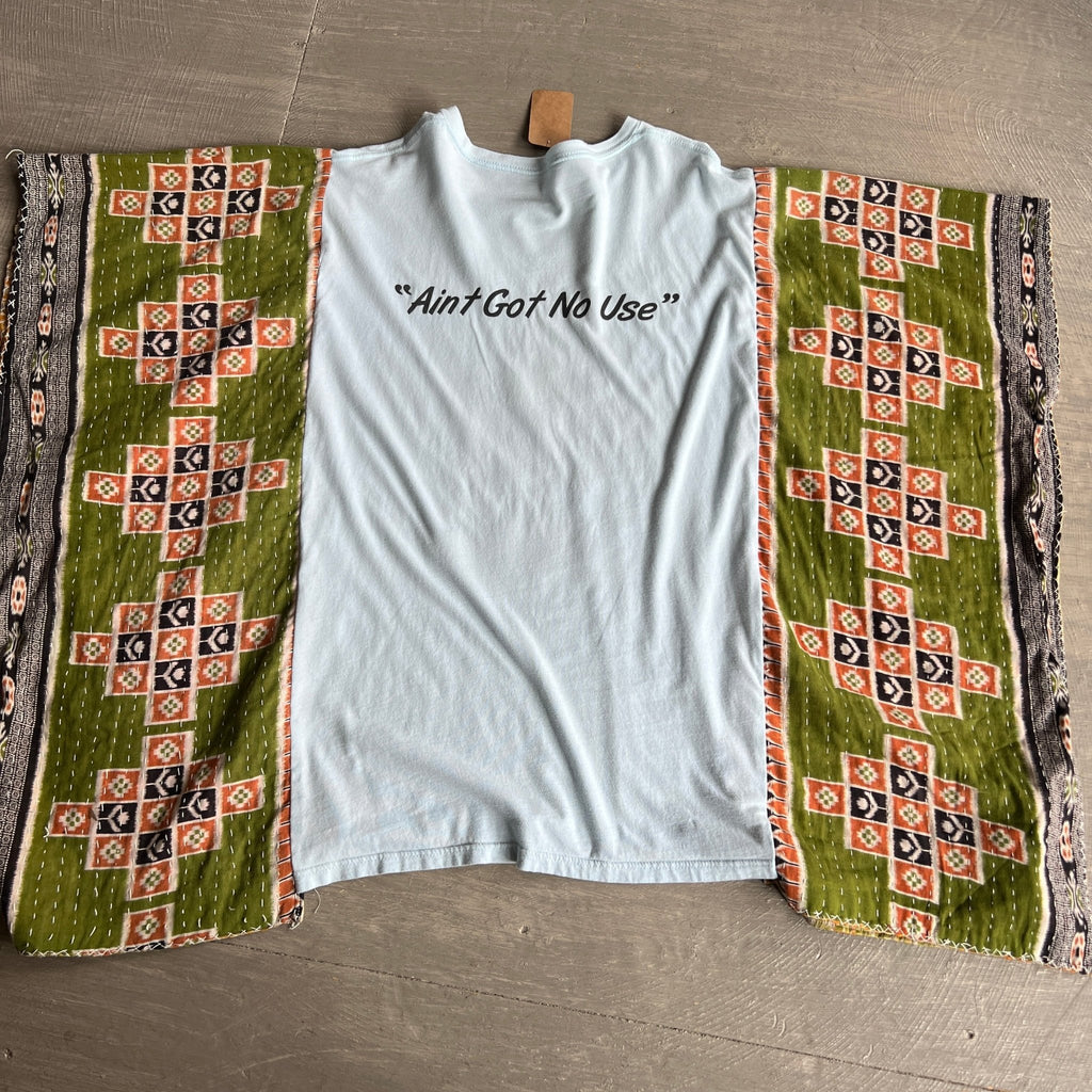 Guitar Strings upcycled kantha poncho - Main Street Threads