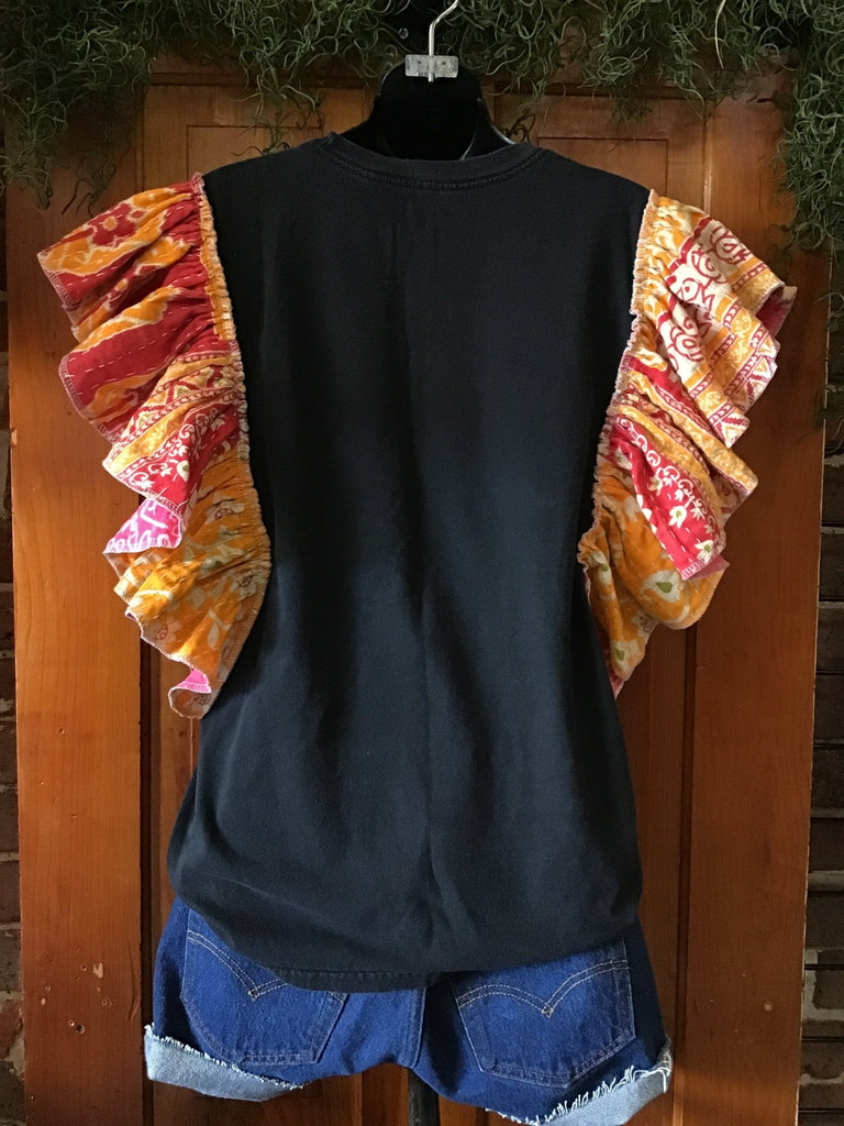 Guns N Roses “Appetite For Destruction” ruffle sleeves kantha tee - Main Street Threads