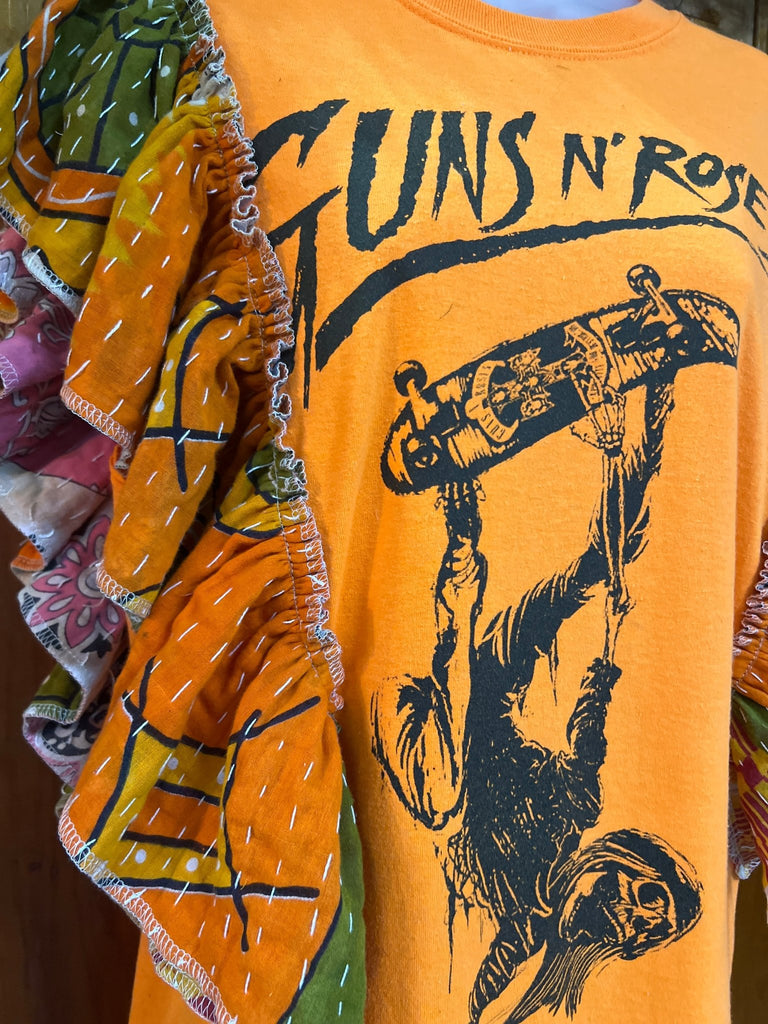 Guns N' Roses ruffle sleeves kantha tee - Main Street Threads