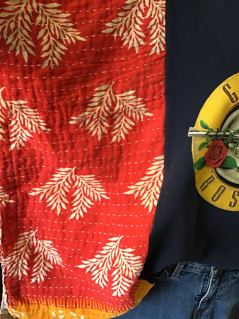 Guns N Roses sweatshirt kantha poncho - Main Street Threads