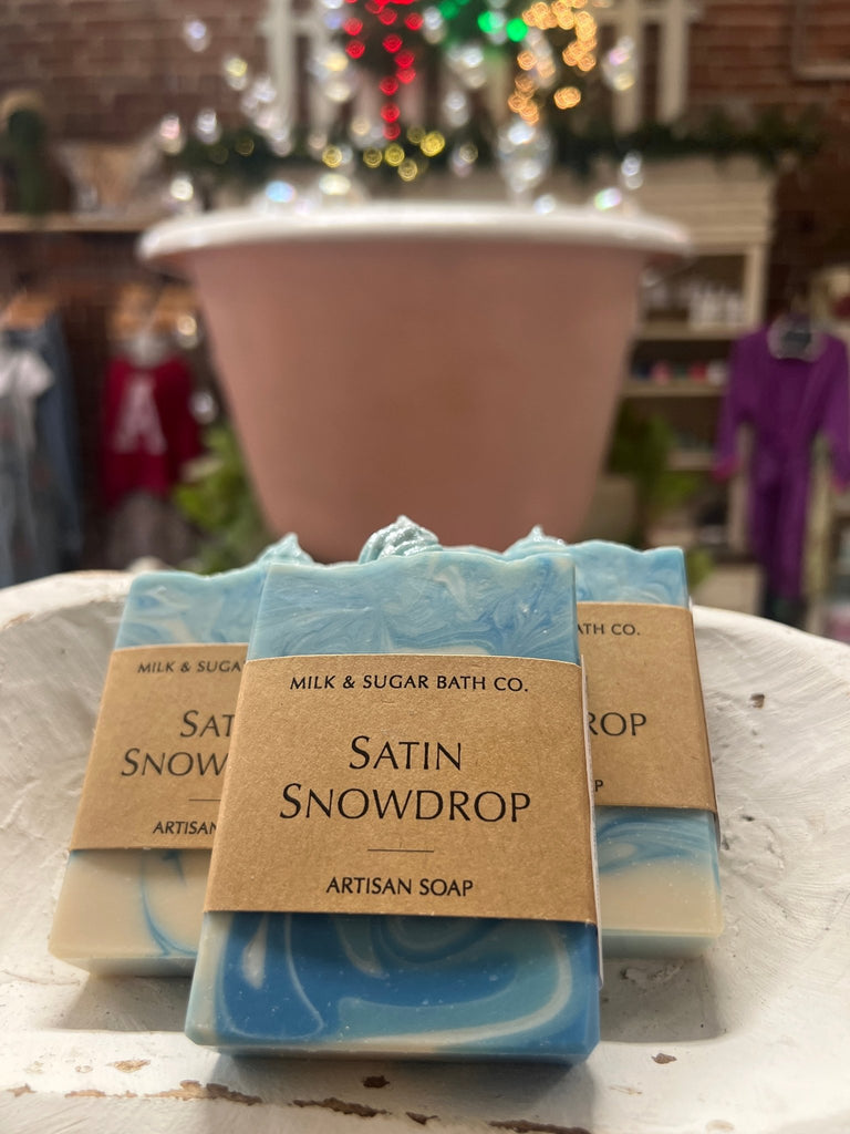 Handmade Satin Snowdrop artisan soap - Main Street Threads