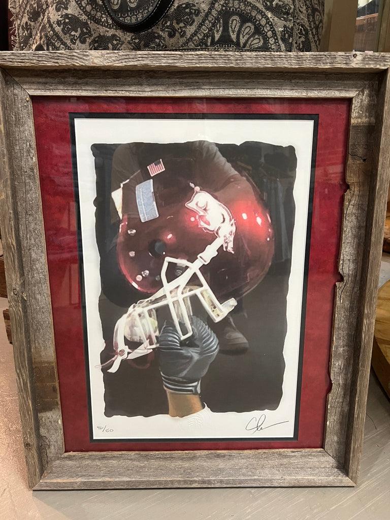 Helmet in hand Framed art - Main Street Threads