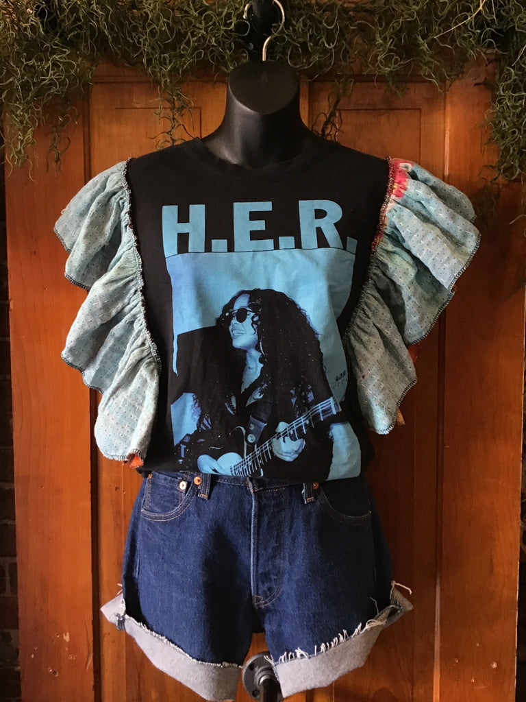 H.E.R. ruffle sleeves kantha tee - Main Street Threads