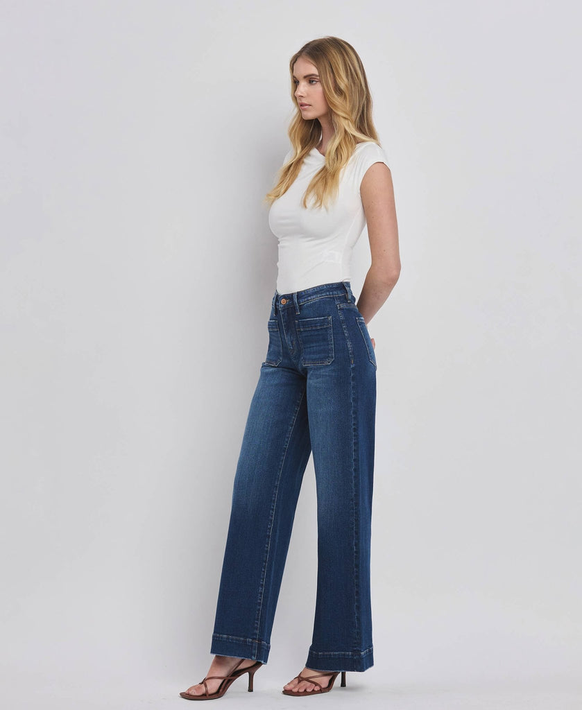 HIGH RISE WIDE TROUSER JEANS - Main Street Threads