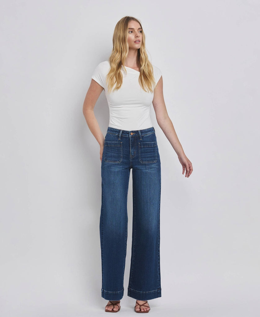 HIGH RISE WIDE TROUSER JEANS - Main Street Threads
