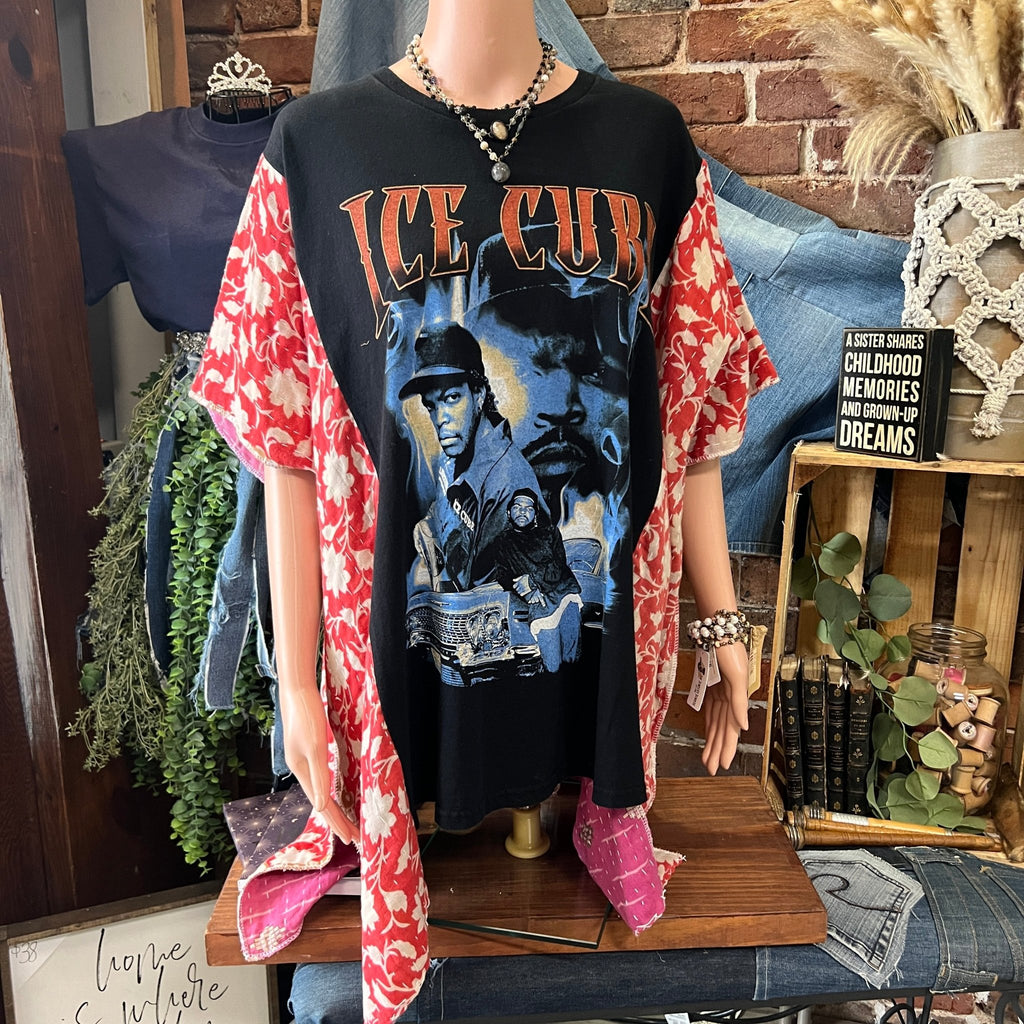 Ice Cube upcycled kantha poncho - Main Street Threads