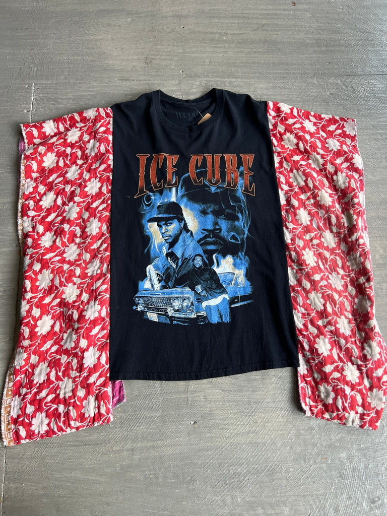 Ice Cube upcycled kantha poncho - Main Street Threads