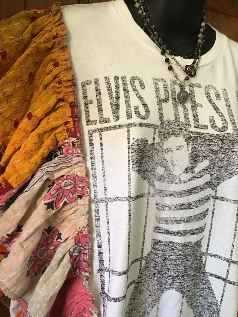 Jailhouse Rock ruffle sleeves kantha tee - Main Street Threads