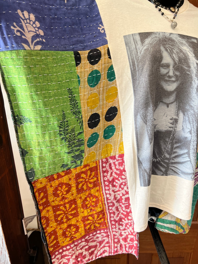 Janis multi - pattern kantha poncho - Main Street Threads