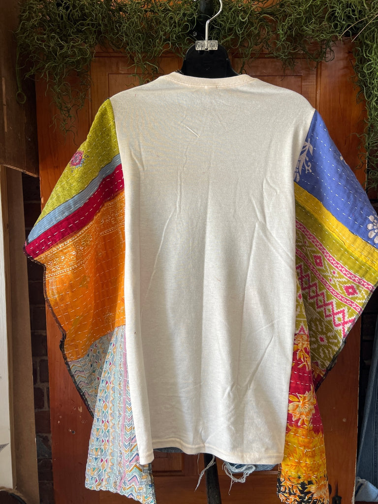 Janis multi - pattern kantha poncho - Main Street Threads
