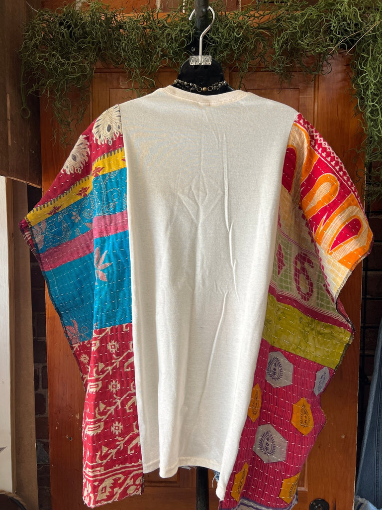Janis multi - pattern kantha poncho - Main Street Threads