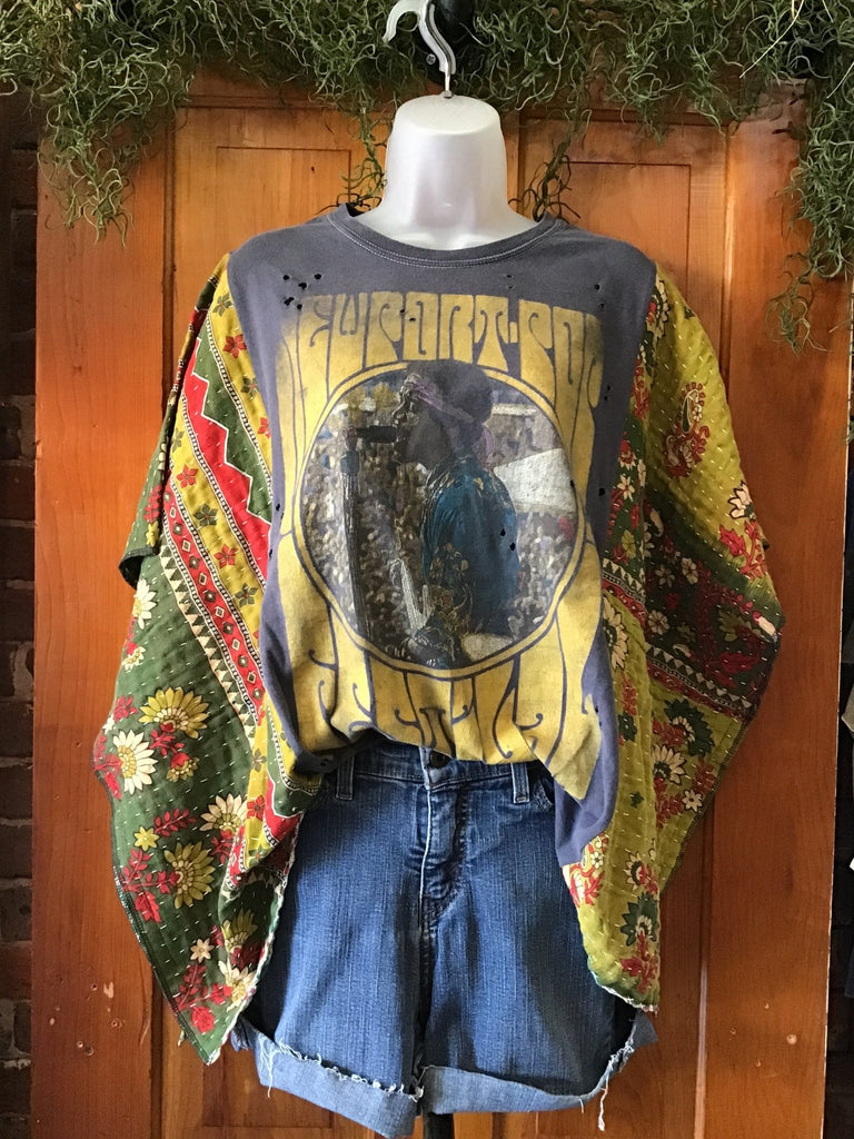 Jimi Hendrix Newport Pop Festival kantha poncho - Main Street Threads