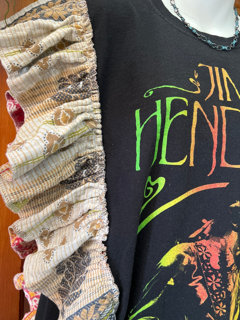 Jimi Hendrix ruffle sleeves kantha tee - Main Street Threads