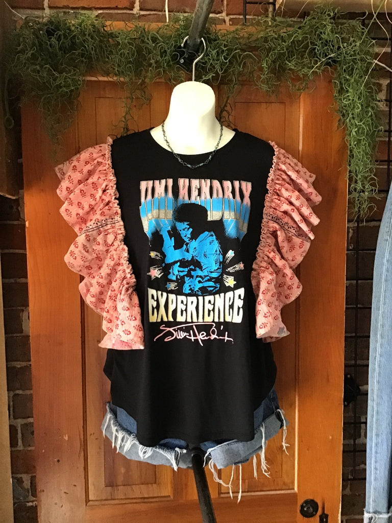 Jimi Hendrix ruffle sleeves kantha tee - Main Street Threads