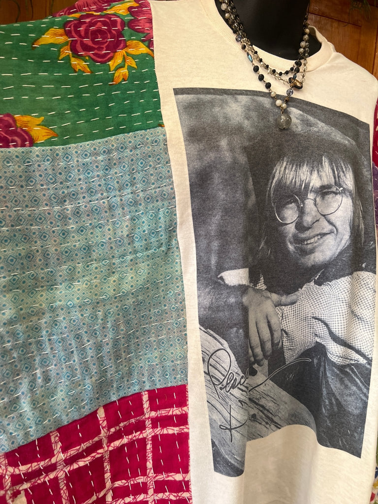 John Denver multi - pattern kantha poncho - Main Street Threads
