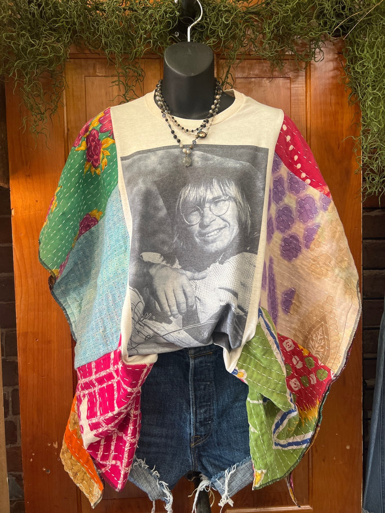 John Denver multi - pattern kantha poncho - Main Street Threads