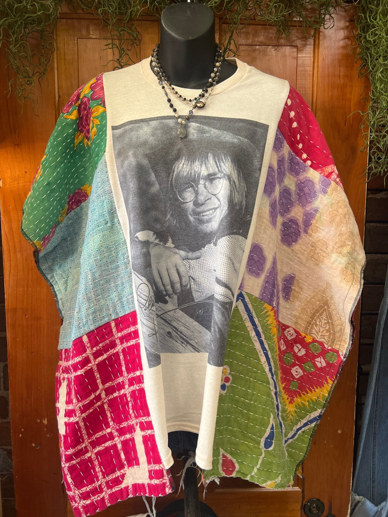John Denver multi - pattern kantha poncho - Main Street Threads